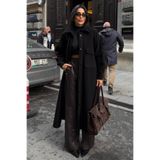 Lijuri Oversize Cepli Düğmeli Uzun Kaşe Kaban 7131