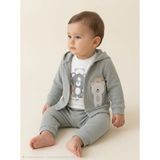 Lika&nika Erkek Bebek Kapşonlu Hırka Çıtçıtlı Zıbın Body Eşofman Altı 3’lü Takım Yenidoğan 1-3, 3-6, 6-9, 9-12 - 1 - 3 Ay - Gri