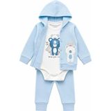 Lika&Nika Erkek Bebek kapşonlu hırka çıtçıtlı zıbın body Eşofman Altı 3’lü takım Yenidoğan 1-3, 3-6, 6-9 Ay - Mavi - 1 - 3 Ay