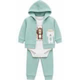 Lika&Nika Erkek Bebek kapşonlu hırka çıtçıtlı zıbın body Eşofman Altı 3’lü takım Yenidoğan 1-3, 3-6, 6-9 Ay - Mint - 6 - 9 Ay