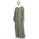 Likapa Fermuarlı Viskon Namaz Elbisesi - Haki - 4