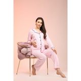 Likapa Penye Uzun Kol Hamile Pijama Takımı Önden Düğmeli Premium Kumaş ile Rahat Kullanım - Pembe