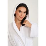 Like Cotton Kapüşonlu Premium %100 Pamuk Unisex Bornoz - Beyaz