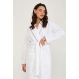 Like Cotton Şalyaka Premium %100 Pamuk Biyeli Kadife Unisex Bornoz - Beyaz
