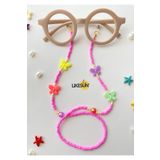 LiKESUN HOME Pembe Kelebek Koleksiyonu Boncuklu Çocuk Gözlük Askısı Gözlük Ipi (55 CM)
