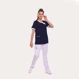 Likralı Dinamik Acacıa Medikal Üniforma, Spa, Estetik ve Güzellik Merkezi Forma Takım-Kadın,lacivert - Renkli - XL
