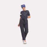Likralı Dinamik Aster Medikal Üniforma, Spa, Estetik ve Güzellik Merkezi Tulum - Kadın, Koyu Gri - XS