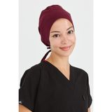 Likralı Doktor Hemşire Cerrahi Bone Aşçı Bonesi Iş Bandanası, Bordo - Standart