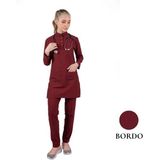 Likralı Doktor & Hemşire Forması Cerrahi Takım Siyah | Brl Tesettür Panda Flex - Bordo - 2XS