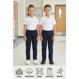 Likralı Keten Beli Lastikli Unisex Kız Erkek Okul Pantolonu - Lacivert - 12 Yaş