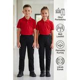 Likralı Keten Beli Lastikli Unisex Kız Erkek Okul Pantolonu - Siyah - 11 Yaş