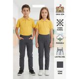Likralı Penye Beli Lastikli Unisex Kız Erkek Okul Pantolonu - Füme - 17 Yaş