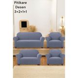 Likrali Pitikare DESEN(3211) Koltuk Kılıfı, Lastikli Esnek Yikanabilir Koltuk Çekyat Örtüsü Gri - 180 x 230 cm