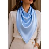 Likralı Saten Fular. 60x60 cm. (Buz Mavisi, 60x60cm)