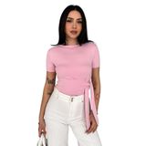Likralı Yan Bağlamalı Bluz – Black Stretch, pembe, l