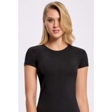 Likralı Yuvarlak Yaka Kadın T-shirt 10 Adet (Siyah)