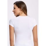Likralı Yuvarlak Yaka Kadın T-shirt 5 Adet (Beyaz)