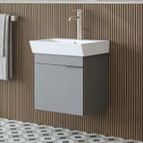 Likya Ayaksız Tek Kapaklı Lavabolu 49 Cm Banyo Dolabı Alt, Mini Lavabolu Alt Banyo Dolabı Kül Gri