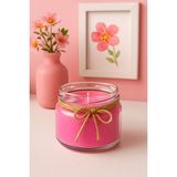 Likya Candle Pembe Yasemin Kokulu Mum – 330 gr El Yapımı Dekoratif Cam Kavanoz, Romantik & Şık Tasarım - 1 Adet