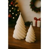 Likya Candle Yılbaşı Temalı 2'li Kokulu Ağaç Şekilli Mum Seti – Dekoratif Spiral Tasarım, El Yapımı - Beyaz - 2 Adet