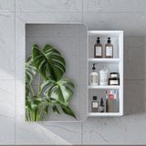 Likya Kulpsuz Tek Kapaklı Açık Raflı Aynalı Mdflam 70 cm Aynalı Banyo Üst Dolabı Beyaz