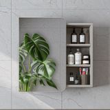 Likya Kulpsuz Tek Kapaklı Açık Raflı Aynalı Mdflam 70 Cm Aynalı Banyo Üst Dolabı Kumtaşı