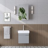 Likya Mdflam Tek Kapaklı Lavabolu 49 Cm Banyo Dolabı + Üst Dolabı, Mini Lavabolu Banyo Dolabı Takımı Kül Gri