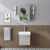Likya Mdflam Tek Kapaklı Lavabolu 49 Cm Banyo Dolabı + Üst Dolabı, Mini Lavabolu Banyo Dolabı Takımı Kumtaşı