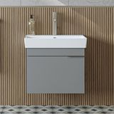 Likya Tek Kapaklı Lavabolu 59 Cm Banyo Dolabı Alt, Lavabolu Banyo Alt Dolabı Kül Gri
