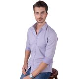 Lila Armür Desenli Slimfit Hediye Kutulu Erkek Gömlek S
