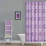 Lila Banyo Perdesi-Halka Desen Lüx Mor Renk Duş Perdesi, 180x200 Duş Perdesi Tek Kanat Küvet Perdesi Lila