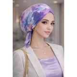 Lila Beyaz Batik Çapraz Bantlı Bone
