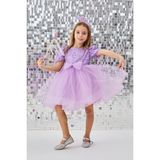 Lila Boncuklu Pullu Kız Çocuk Elbise - Gloria - 01P-Pembe - 3 Yaş