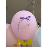 Lila Fiyonk Kurdeleli 6 Adet Makaron pembe balon