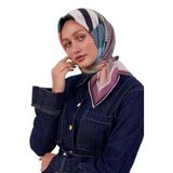 Lila Geometrik Desen Pamuk Eşarp