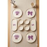 Lila Gift 10 Parça Kahvaltı Takımı 4 Kişilik Seramik Sunum & Servis Tabağı Kase Seti Beyaz