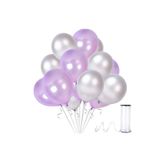 Lila-Gümüş Metalik Balon 50 Adet+ 5 mt balon zinciri