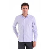 Lila K. Comfort Fit Çizgili Pamuklu Slim Yaka Uzun Kollu Spor Gömlek