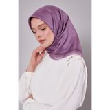 Lila Kenar Bordürlü Twill İpek Eşarp