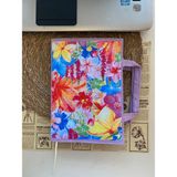 Lila Kitçan 17 × 24 cm Çiçek Desenli Standart Kitap Çantası | Kulplu Kumaş Kitap Kılıfı