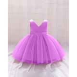 Lila Kız Bebek Anvelop Mini Elbise Doğum Günü Elbise - 2 - 3 Yaş