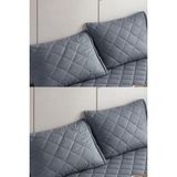Lila Moon % 100 Pamuklu Kapitone Yastık Koruyucu Alez (2'li) - 50 x 70 cm - Gri