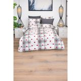 Lila Moon Almira Kalp Desenli Lastikli Çarşaflı Tek Kişilik Nevresim Takımı - Beyaz - Gri - 160 x 240 cm