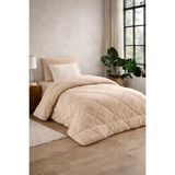 Lila Moon Bej Renkli Tek Kişilik Lüx Welsoft Yorgan Çift Taraflı (155 x 215) - 155 x 215 cm
