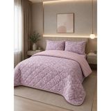 Lila Moon Çift Kişilik Desenli (Lila) Kapitone Pike Yatak Örtüsü Takımı (Pike+2 Yastık Kılıfı) - 200 x 230 cm