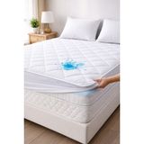 Lila Moon Çift Kişilik Fitted Full Kenar Sıvı Geçirmez % 100 Pamuklu Yatak Koruyucu Alez - 140 x 200 cm - Beyaz