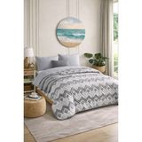 Lila Moon Gri Renkli Çift Kişilik Desenli Kapitone Pike Yatak Örtüsü Takımı (Pike+2 Yastık Kılıfı) - 200 X 230 cm