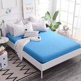Lila Moon Mavi Renkli Pamuklu Penye Kumaştan Tek/çift Kişilik Lastikli Fitted Çarşaf - 90 X 200