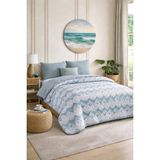 Lila Moon Mint Renkli Çift Kişilik Desenli Kapitone Pike Yatak Örtüsü Takımı (Pike+2 Yastık Kılıfı) - 200 X 230 cm