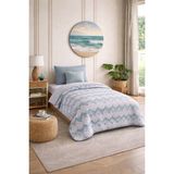 Lila Moon Mint Renkli Tek Kişilik Desenli Kapitone Pike Yatak Örtüsü Takımı (Pike+Yastık Kılıfı) - 160 X 230